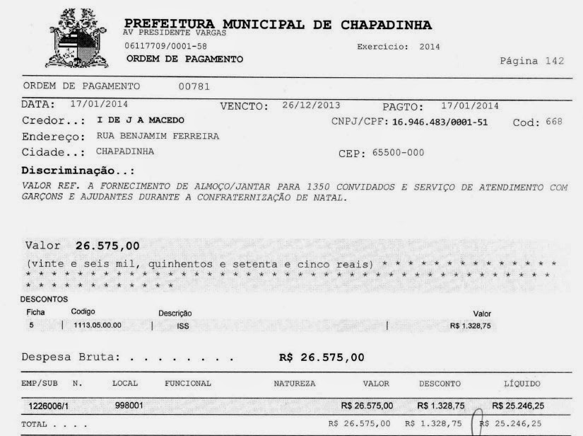 Dinheiro público da prefeitura de Chapadinha serviu para encher a pança de Belezinha e Aluízio, além de animar pinguços 