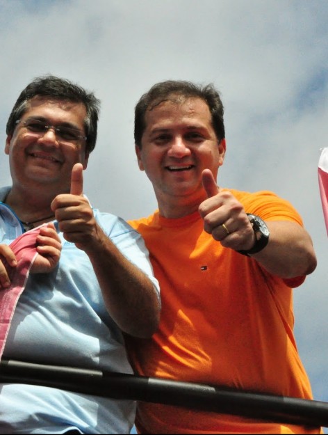 O secretário nepotista Simplício Araújo e o governador camarada Flávio Dino, durante a briga pelo controle das contas do Estado, em 2014