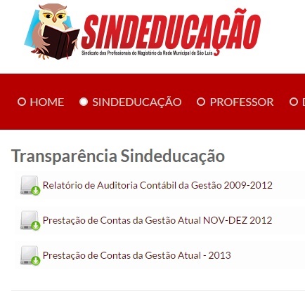 Site do Sindeducação mostra que transparência não é muito o forte da atual presidência do sindicato