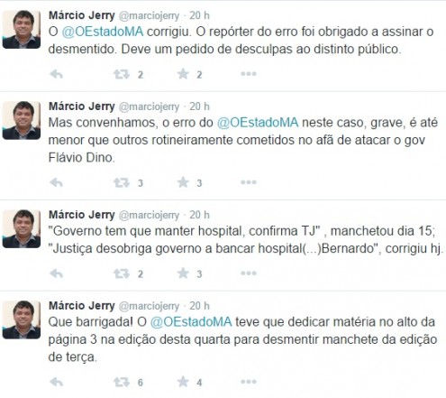 Para Márcio Jerry, não divulgar a desobrigação de Flávio Dino com o hospital é um caso 'grave'