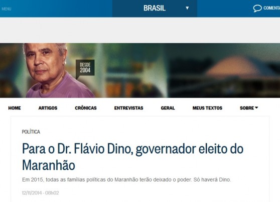 Em artigo reproduzido no site de o Globo, onde mantém um blog, Noblat chama Flávio Dino de "Dr."
