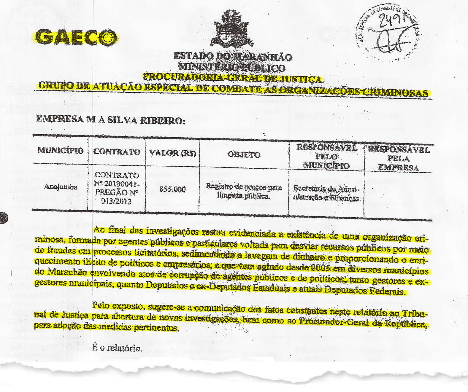 Folha 77 do PIC-Gaeco detalha quanto que novo pedindo de investigações seriam solicitados